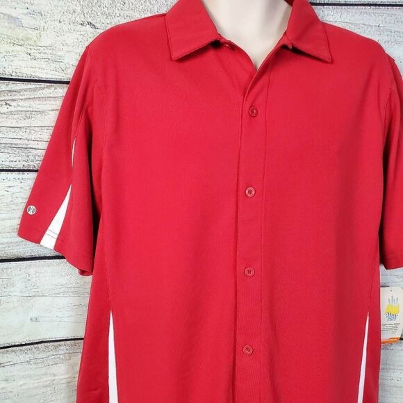 Holloway Momentum Short Sleeve Button-Up Shirt Men’s Medium Red New - Picture 2 of 8